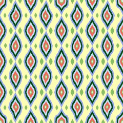 Abstract ethnic ikat chevron pattern background, carpet, wallpaper, clothing, wrapping, batik, fabric, vector illustration, embroidery style, background for decoration.