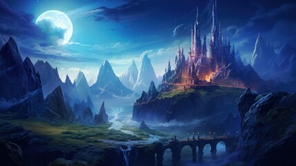 Mysterious and beautiful scenery with vegetation game art