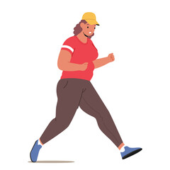 Adult Woman Character Races Through The City Street, Pushing Herself To The Limit As She Participates In Marathon