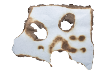 Burnt Edge Paper Texture Background. Torn Paper Background. White Paper Sheet. Burnt Edges With Fire Marks And Black Ash. Isolated On Transparent Background.