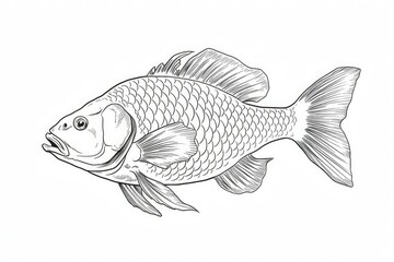 Fototapeta premium Coloring book fish. Generate Ai