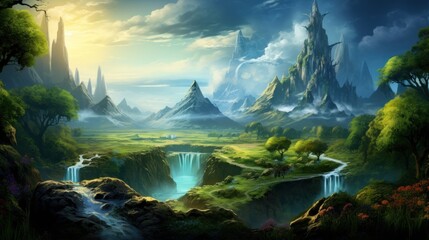 Mysterious and beautiful scenery with vegetation game art