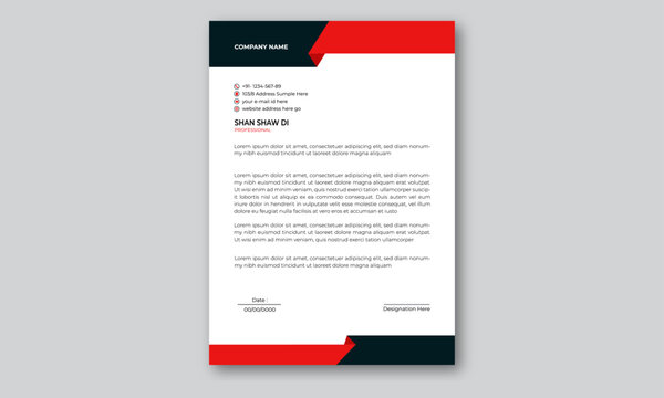  Corporate Letterhead .  Professional & Modern Letterhead Template Design With Geometric Shapes. Vector Graphic Design.