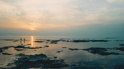Beautiful beach seascape in sunset light