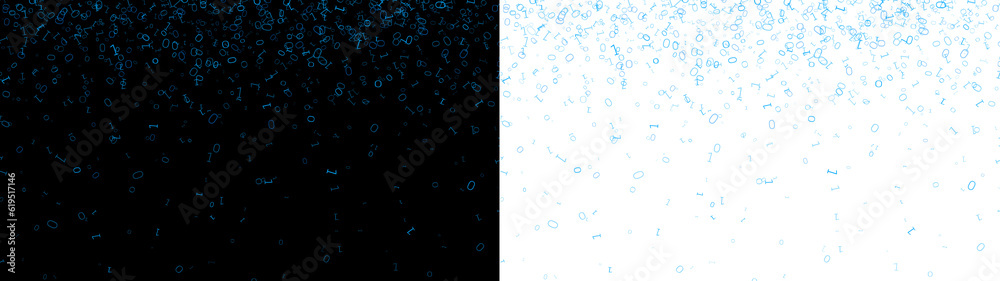 Poster binary bit 0 1 blue falling scatter with transparent background