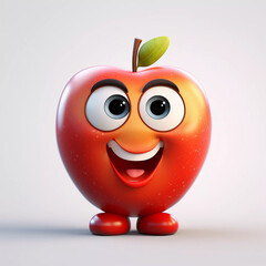 Cute Apple Happy Cartoon Character