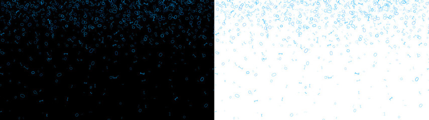 binary bit 0 1 blue falling scatter with transparent background