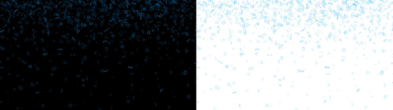 binary bit 0 1 blue falling scatter with transparent background