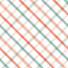 Gingham seamless pattern. Watercolor pastel lines texture for shirts, plaid, tablecloths, clothes, bedding, blankets, makeup wrapping paper. vector checkered summer girly print