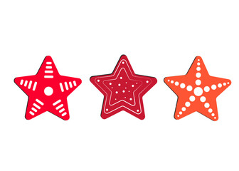 Fototapeta na wymiar Flat black vector icon - starfish set. Leisure, adventure