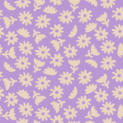 Hand drawn flowers, seamless patterns with floral for fabric, textiles, clothing, wrapping paper, cover, banner, interior decor, abstract backgrounds.