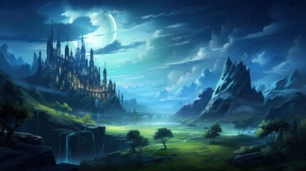 Obraz premium Mysterious and beautiful scenery with vegetation game art