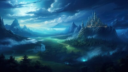 Obraz premium Mysterious and beautiful scenery with vegetation game art