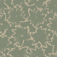 Fototapeta premium Neutral Colour Abstract Floral Seamless Pattern Design