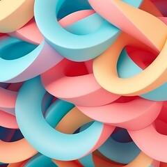 Abstract pastel color backround. Colorful twisted shapes. Digital art wallpaper. Generative AI