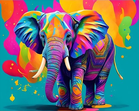 Creative art photo of a colorful elephant