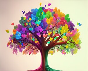 Photo of a creative colorful tree, colorful art