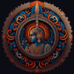 Generative AI of Abstract design of Krishna Deity