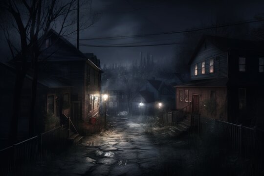 Night dark street. Generate Ai © nsit0108