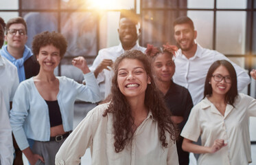 Multiethnic young business people working together in the office