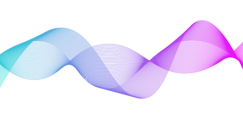 abstract lines blue gradient pink curve wave white background, Stylized line art background.Vector illustration.Wave with lines created using blend tool,Chrome technological wallpaper.	