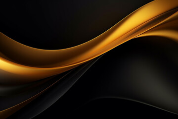 Abstract black background with gold wave. Generative AI