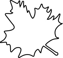 Fall autumn leaves line art. Simple botanical forest coloring page design element.