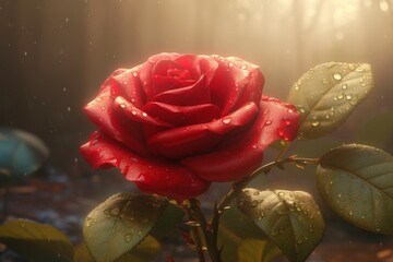 Ruby red rose. Generate Ai