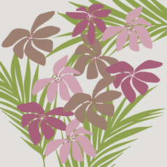 Colorful leaf and abstract flower.