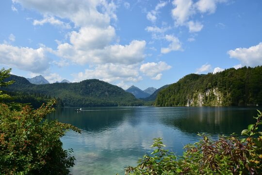 Lake ALPSEE, Southern Germany - Lake ALPSEE near Schwangau, Region of Allgau, beneath the Alps, Bavaria, Germany