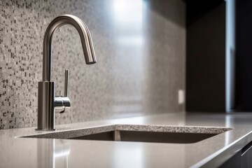 Sink faucet kitchen counter. Generate ai