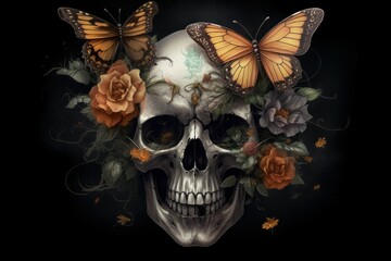 Skull butterfly. Generate Ai