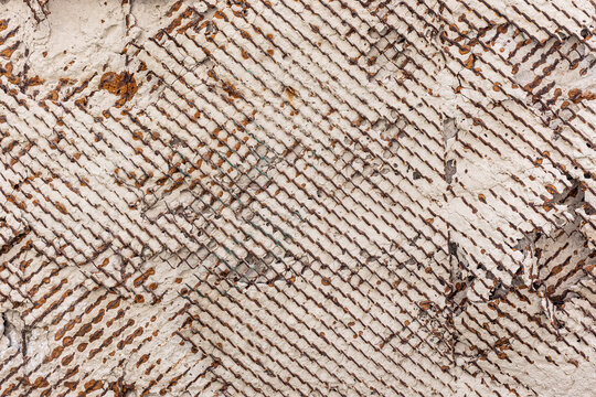 Street Wall Texture Background. Painted Distressed Wall Surface. Grunge Background. Shabby Building Facade With Damaged Plaster. 