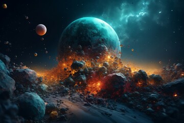 Space planet explosion. Generate Ai
