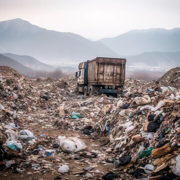 mountain of discarded clothes, textile waste, consumption problems and "fast fashion", Discarded things, pollution of the planet with synthetic products. Generative AI
