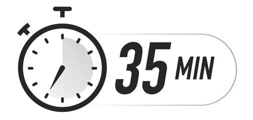 Obraz premium Timer icon 35 minutes vector black color. Stopwatch isolated on white background. illustration 10 eps
