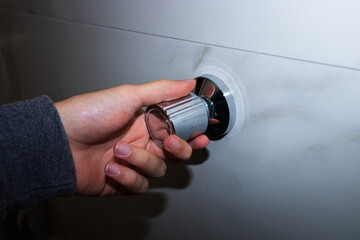Close register, water saving. Human closing valve , avoiding waste of drinking water