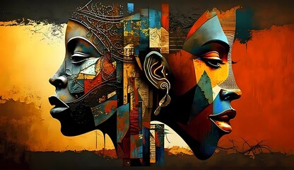 Modern abstract african art. Traditional african painting. Generative AI - obrazy, fototapety, plakaty