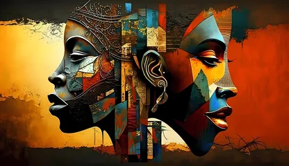 Foto op Plexiglas Modern abstract african art. Traditional african painting. Generative AI © serdjo13