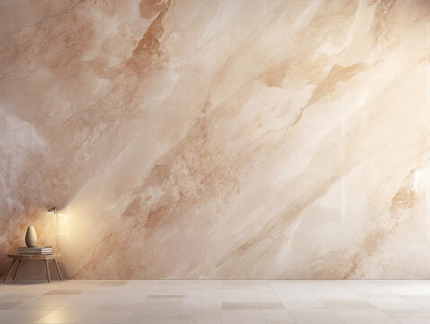 Marble wall texture in beige cream brown color as background 