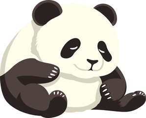 Fat panda cute cartoon flat