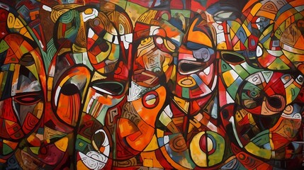 Modern abstract african art. Traditional african painting. Generative AI