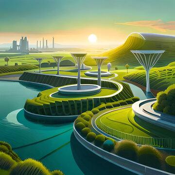 "Greenopolis: A Futuristic Eco-Friendly City in Harmony with Nature"