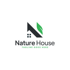 Nature house logo design in the shape of the letter N