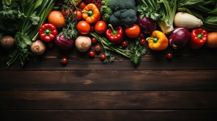 Obraz na płótnie Canvas Healthy food, Fresh green vegetables and fruits, Different vegetables on a wooden desk