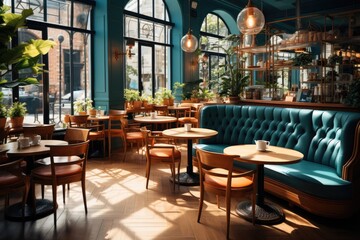 Fototapeta na wymiar Interior of cozy restaurant in the modern style.