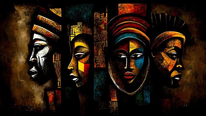 Modern abstract african art. Traditional african painting. Generative AI