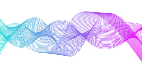 abstract lines blue gradient pink curve wave white background.Wave of the many colored lines. Abstract wavy stripes on a white background isolated. Design used for banner, template, science, business.