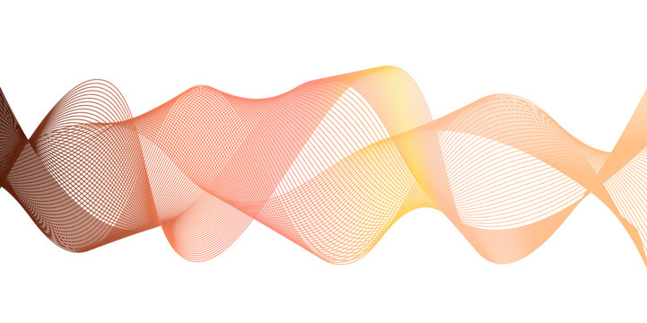 abstract lines orenggradient oren curve wave white background.Wave of the many colored lines. Abstract wavy stripes on a white background isolated. Design used for banner, template, science, business.