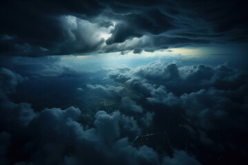 Obraz premium Flying among the clouds at night